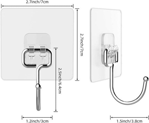KILOW Heavy Duty Adhesive Hooks - Waterproof Transparent Design | Holds Up to 22 lbs for Towel Hanging