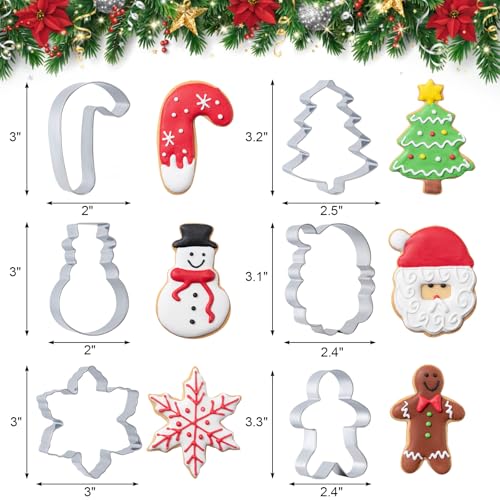 Husfunov 6pcs Christmas Cookie Cutters Set - Holiday Biscuit Shapes