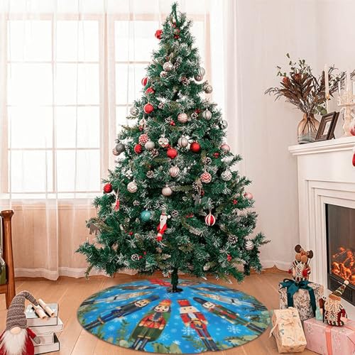 DORKEIXIA 36 Inch Red Green Nutty Nutcracker Army Christmas Tree Skirt - Black Variant