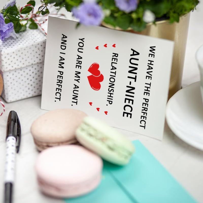 Aunt Birthday Card from Niece – Funny Christmas Card for Auntie, with Envelopes, Sdopbinbin