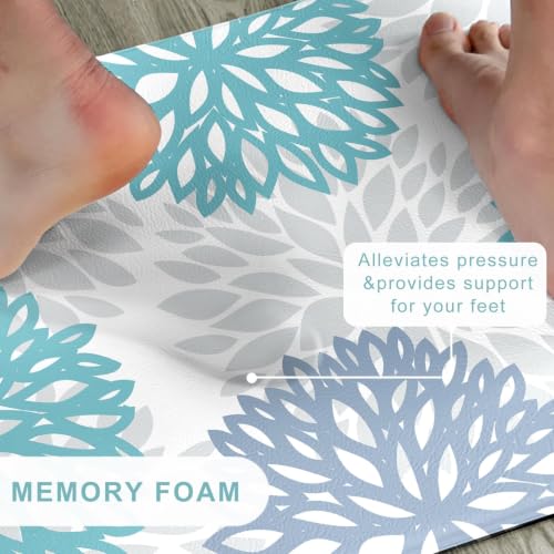 2-Piece Teal Anti-Fatigue Kitchen Mat Set, Cushioned Waterproof Floor Rugs
