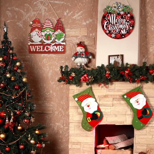 Thyle Gnome Christmas Welcome Door Sign 2 Pack, Holiday Farmhouse Decor