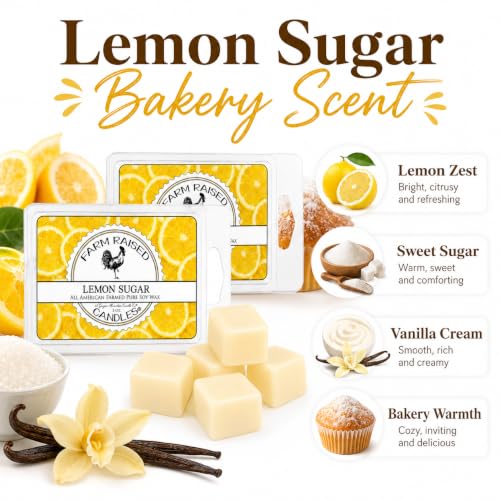 Lemon Sugar Soy Wax Melts - 2 Pack Scented Citrus & Vanilla Wax Cubes