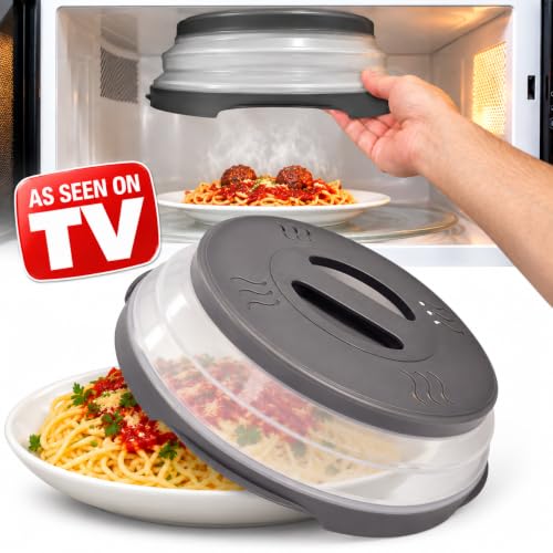 HOVER COVER Magnetic 12-Inch Collapsible Microwave Food Cover - Gray, Full Size