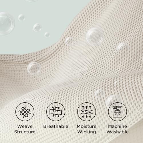 Bedsure 100% Cotton Waffle Blanket - Queen Size (90"x90"), Linen