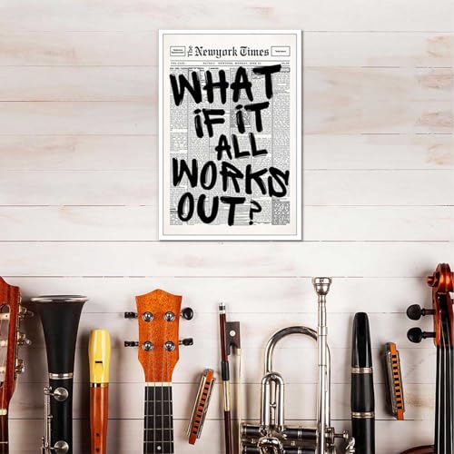 Drimiler Retro Newspaper Wall Art 'What If It All Works Out' Canvas Print 8x12in
