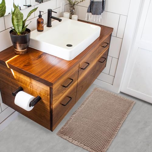 ZALL Tan Waffle Bath Mat - 18x30 Super Absorbent Non-Slip Rug