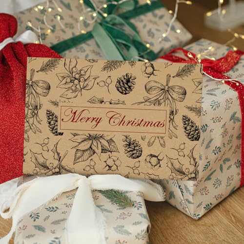 24 Pack Christmas Kraft Greeting Cards with Envelopes & Stickers - Holiday Note Cards