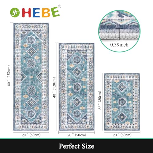 3-Piece Boho Kitchen Rug Set, Non-Slip Washable Farmhouse Floor Runner Mats