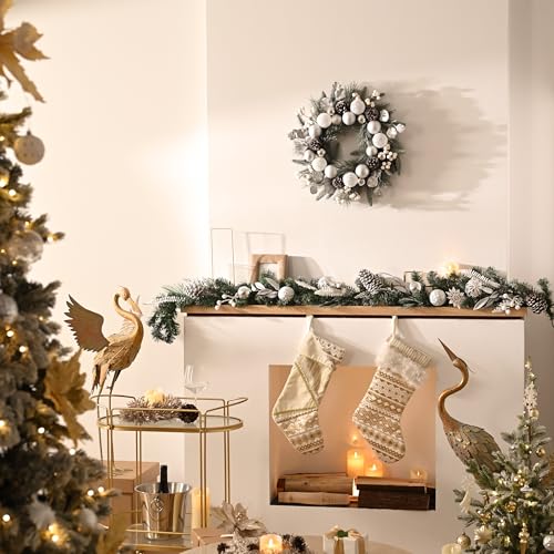 Valery Madelyn 9 Feet Pre-Lit Christmas Garland with Lights and Pinecones for Indoor Outdoor Holiday Decor