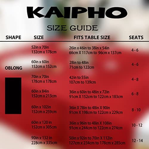 KAIPHO Waterproof Red Rectangle Tablecloth 60 x 102 Inches for Indoor & Outdoor Use