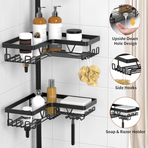 Corner Shower Caddy Tension Pole 4-Tier Adjustable Bathroom Organizer