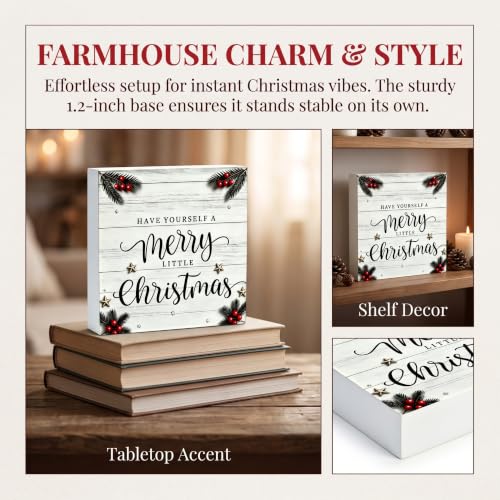 Movie Sign Wooden Christmas Decor - Rustic Holiday Tabletop Sign, 12.5cm