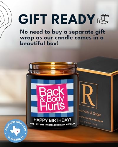 Funny Birthday Candle - Lavender & Sage Soy Wood Wick Candle, 9 oz