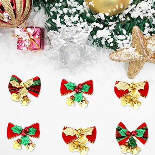 20 Pcs Christmas Mini Bow Decorations for Wreaths & Crafts