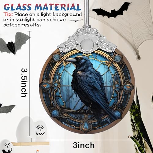 Crow Stained Glass Christmas Ornament, Unique Holiday Tree Decoration
