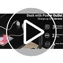 Reversible L-Shaped Computer Desk with Power Outlets and USB Charging Ports