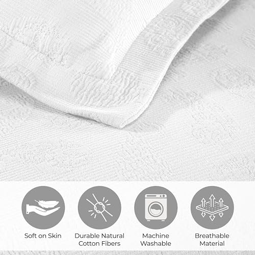Superior Paisley 100% Cotton Bedspread Quilt Set - Matelasse Coverlet