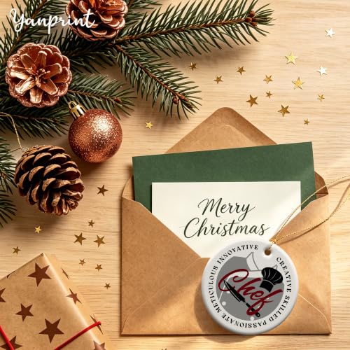 Ceramic Christmas Ornament for Chef - Kitchen Lover Gift, Hanging Decor
