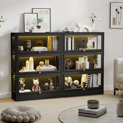 3-Tier Acrylic Display Cabinet with RGB LED Lighting for Collectibles
