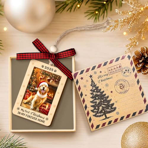 Couple Fox Frame Pet Dog Ornament for Christmas Tree - First Dog Christmas Keepsake 2026