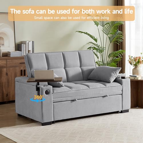65" Chaise Lounge Chair with Adjustable Backrest, Storage & Swivel Table