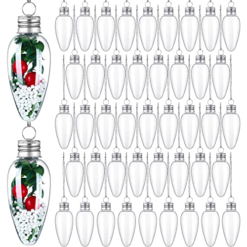 Zhehao 120Pcs Classic Clear Fillable Light Bulb Ornaments with 3 Rolls Silver Rope - DIY Candy Candy Decoration