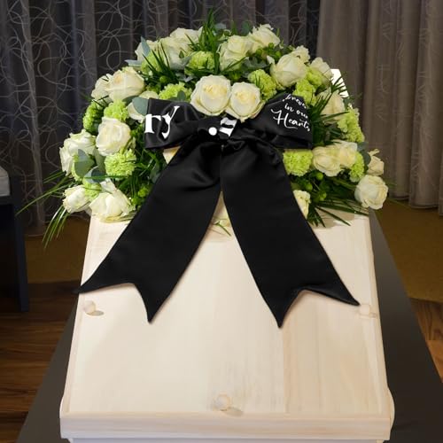 Memorial Wreath Sash 58x4 Inch Black Funeral Ribbon for Flowers
