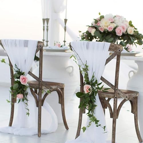 Chiffon Wedding Chair Sashes - 2 Pack Ivory White Draping Fabric