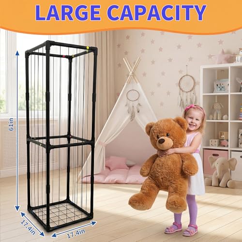 Large Stuffed Animal Storage Organizer with Elastic Cords, Black