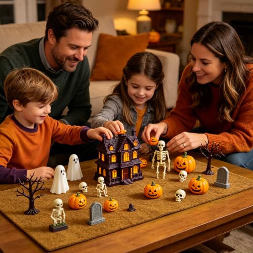 Halloween Village Landscape Mat - 39.4" x 15.7" Natural Coconut Coir Base