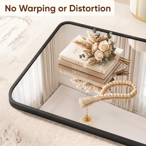 Suidia 48x14 Inch Full Length Over-the-Door & Wall Mount Mirror Black Rounded Rectangular