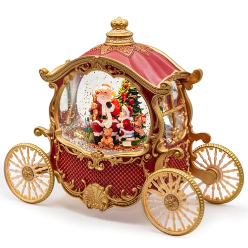 Vintage Lighted Musical Christmas Carriage Snow Globe with Santa Scene