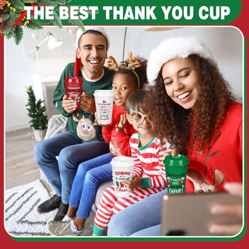 Pickmesh 12 Pack Christmas Reusable 16oz Plastic Coffee Cups - Classic Style