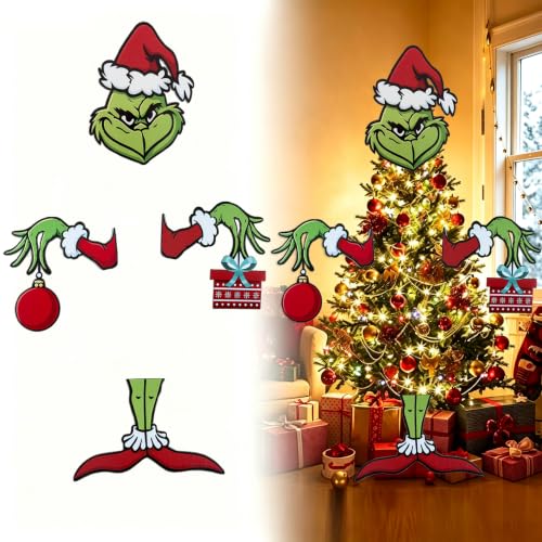 Charmluvee Green Monster Christmas Tree Topper Set - Premium Indoor/Outdoor Decoration
