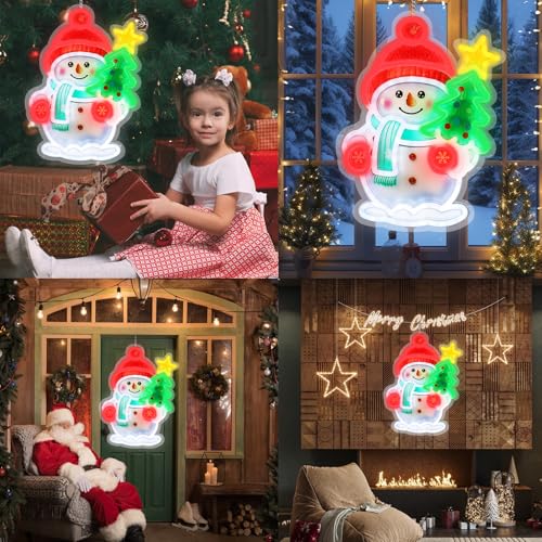 Christmas Window Decorations Lights LED Snowman Neon Sign - Snowman Variation
