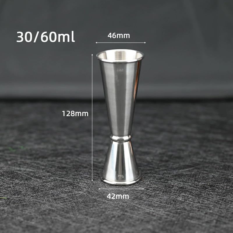 Silver 2-Piece Dual-Sided Cocktail Jigger Set - 1oz & 2oz Stainless Steel