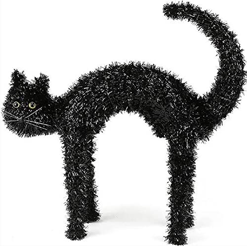 3D Purple Tinsel Cat Halloween Decoration - 16 x 17 Inch Festive Decor