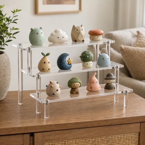 3-Tier Acrylic Display Riser Stand for Collectibles, Perfume, and Desserts