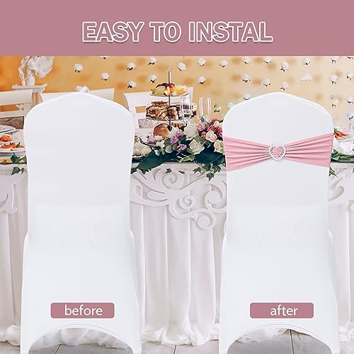 Pack of 30 Stretch Chair Sashes with Buckle - Dusty Pink