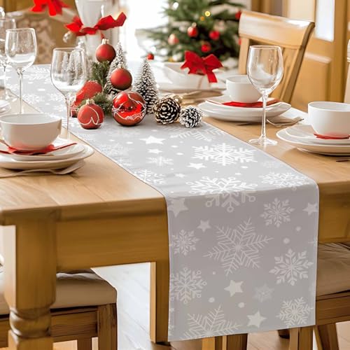 Futuregrace Christmasfge0250 13x36in Snowflake Table Runner Cotton Linen