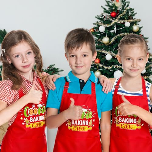 Christmas Kids Apron Red - Adjustable Toddler Chef Baking Apron for Girls & Boys, Cookie Baking Crew