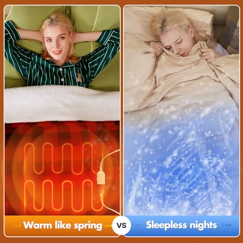 Electric Heated Sherpa Throw Blanket - Buffalo Plaid, 8 Heat Levels, Washable