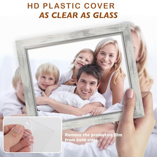 Rustic 5x7 Picture Frames Set of 4 - Wood Grain Photo Frames for Wall & Tabletop