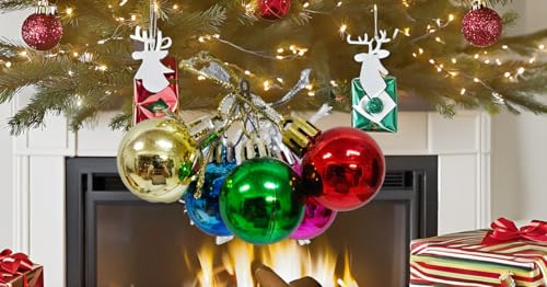 Set of 6 Red and Green Christmas Tree Ornaments - Shatterproof Holiday Decor