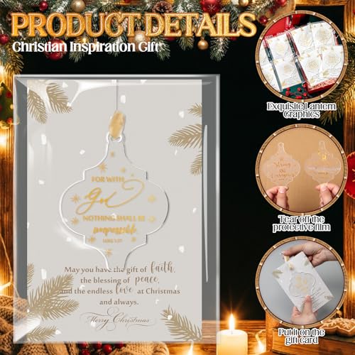 Kasyat 50 Sets Christian Tree Ornaments Bulk with Cards - Classic Design