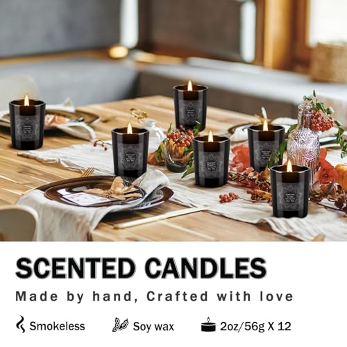 Grcdoyvl 12-Pack Soy Candles Gift Set, 2oz Each – 6 Scents, Hand Poured, Aromatherapy Jar Candles (Variation: 12Pack-Black)