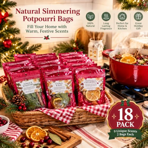 Naucoos 18 Pack Christmas Simmering Potpourri Kit in Red - Home Fragrance