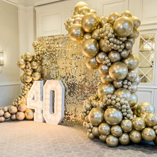 Awenztech 122pcs Metallic Gold Balloon Arch Kit for Parties