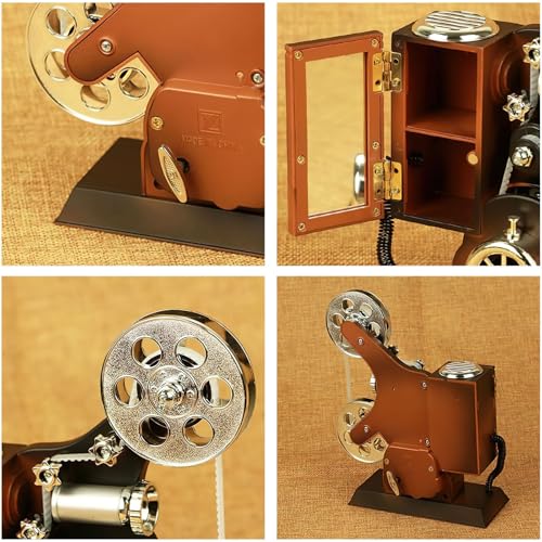 Vintage Movie Projector Music Box with Jewelry Storage Drawers